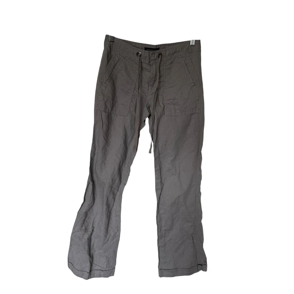 Banana Republic Martin Fit Pants Womens 0 Grey Excellent Linen Blend Utility